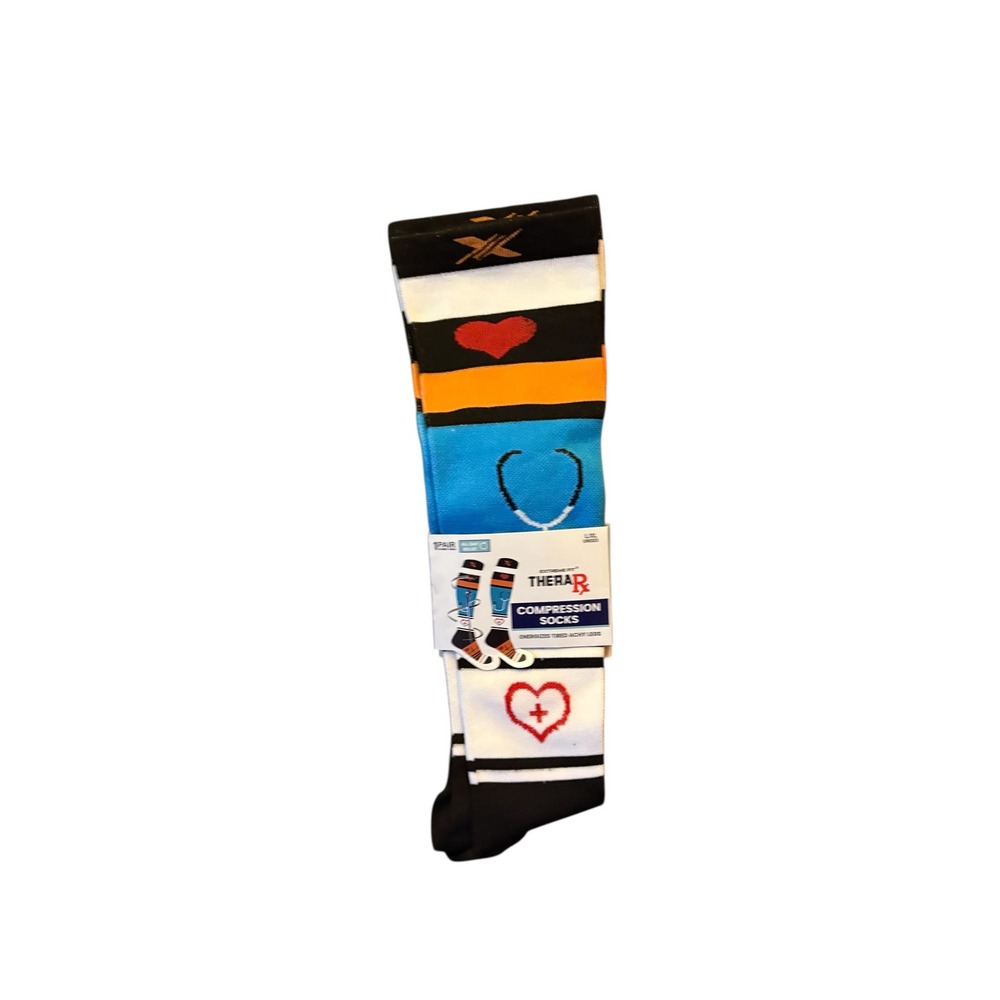 TheraR Compression‎ Socks Knee High Heart Stethoscope Nurse Doctor